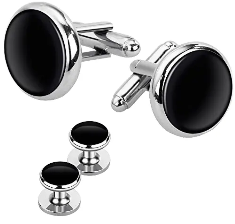 Tuxedo Cufflinks Black and Silver - R&H Custom